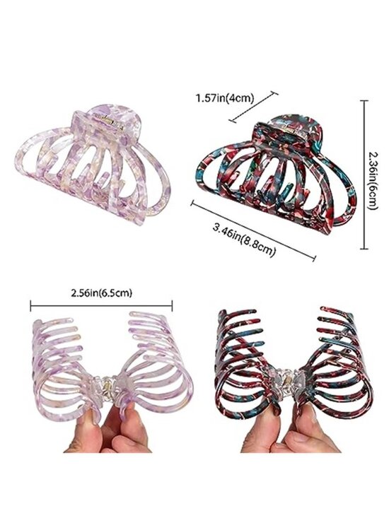 2-Pack Bohemian Tortoise Shell Hair Claw Clips Strong Hold Big Hair main image 4